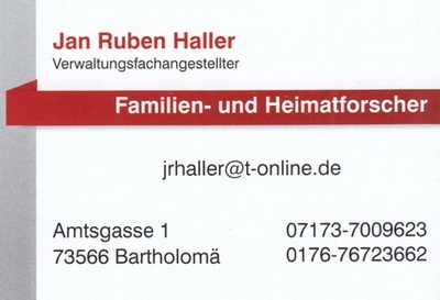 Jan Ruben Haller Familien- und Heimatforscher